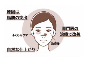 目の下のふくらみが原因のクマはどう治す？