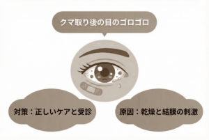 クマ取り後に目がゴロゴロする｜乾燥・結膜の刺激・ケア方法
