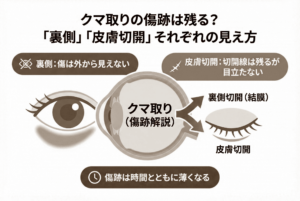クマ取りの傷跡は残る？「裏側」「皮膚切開」それぞれの見え方