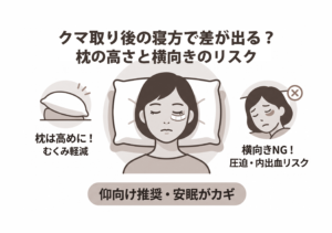 クマ取り後の寝方で差が出る？枕の高さと横向きのリスク
