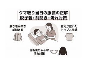 クマ取り当日の服装の正解｜脱ぎ着・前開き・汚れ対策