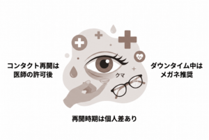 クマ取り後のコンタクトはいつから？メガネ準備と再開の基準