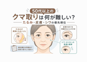50代以上のクマ取りは何が難しい？たるみ・皮膚・シワの優先順位