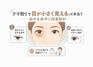 クマ取りで目が小さく見えるって本当？起きる条件と回避設計